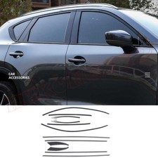 For Mazda CX-5 2017-2021 Steel Window Strip Cover Kit 12PCs Carbon fiber steel