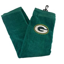 NFL Green Bay Packers Golf Towel w/Hook Green w/Embroidered White/Gold Logo NWOT