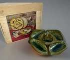 Vtg 1971 McCoy Ceramic 14” Lazy Susan Dish Bowl Chip & Dip Serving Set In Box