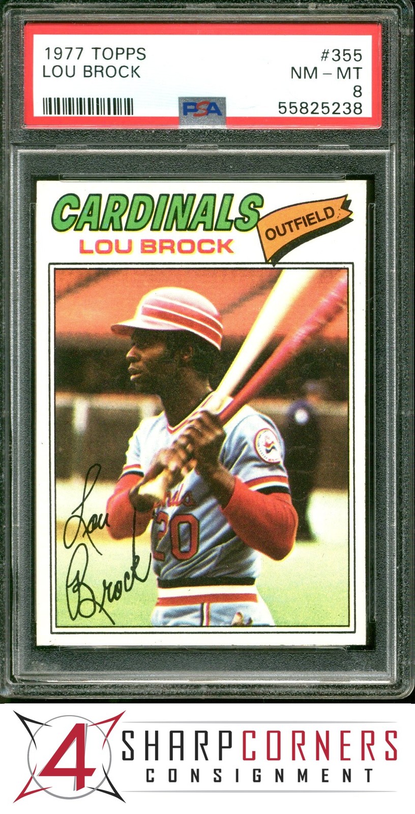 1977 TOPPS #355 LOU BROCK CARDINALS HOF PSA 8