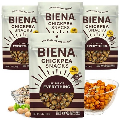 Biena Crispy Roasted Chickpea Snacks, Lil  Bit of Everything, 4 Pack, Brown 