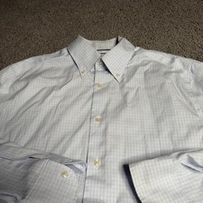 Charles Tyrwhitt Slim Fit Dress Shirt Mens 15.5/33 Check White Blue Button Up