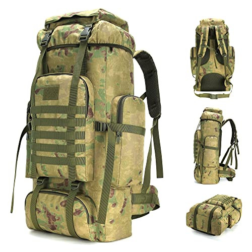 70L Hiking Backpack Military Tactical Camping Adjustable waterproof Ruingreen
