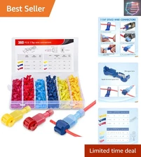 Insulated T-Tap and Male Spade Connector Kit: 360PCs for Versatile Wiring Needs
