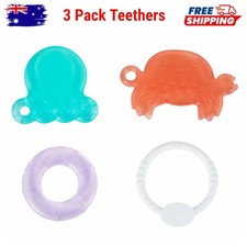 3 Pack Water Filled Baby Teethers Chewable Silicone Teething Ring Gift- BPA Free