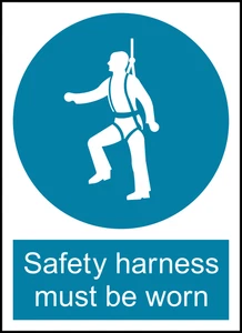 Safety Harness Must Be Worn Safety PPE Warning Self Adhesive Vinyl Sticker