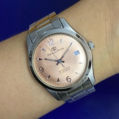 RARE Orient Star Explorer Salmon Dial 597302-70 Automatic 21J Men Watch Boys