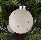 Vintage Franke Corning Confetti Stars Mica Glass Ball Christmas Ornament — photo 2
