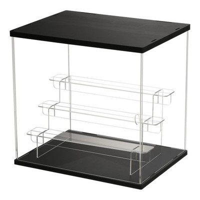 4 Level Acrylic Display Case with Clear LED Transparent Dustproof Black