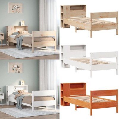 Massivholzbett Holzbett Bett Einzelbett mit Regal ohne Matratze Kiefer vidaXL