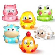 6 Packs Light Up Bath Toys for Kids Ages 1-3, Farm Animals Bathtub Toys for T...