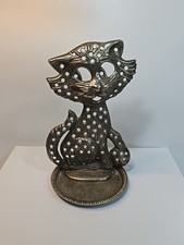 Cat Earring Holder Jewelry Stand Silverplated Large Kitten Feline