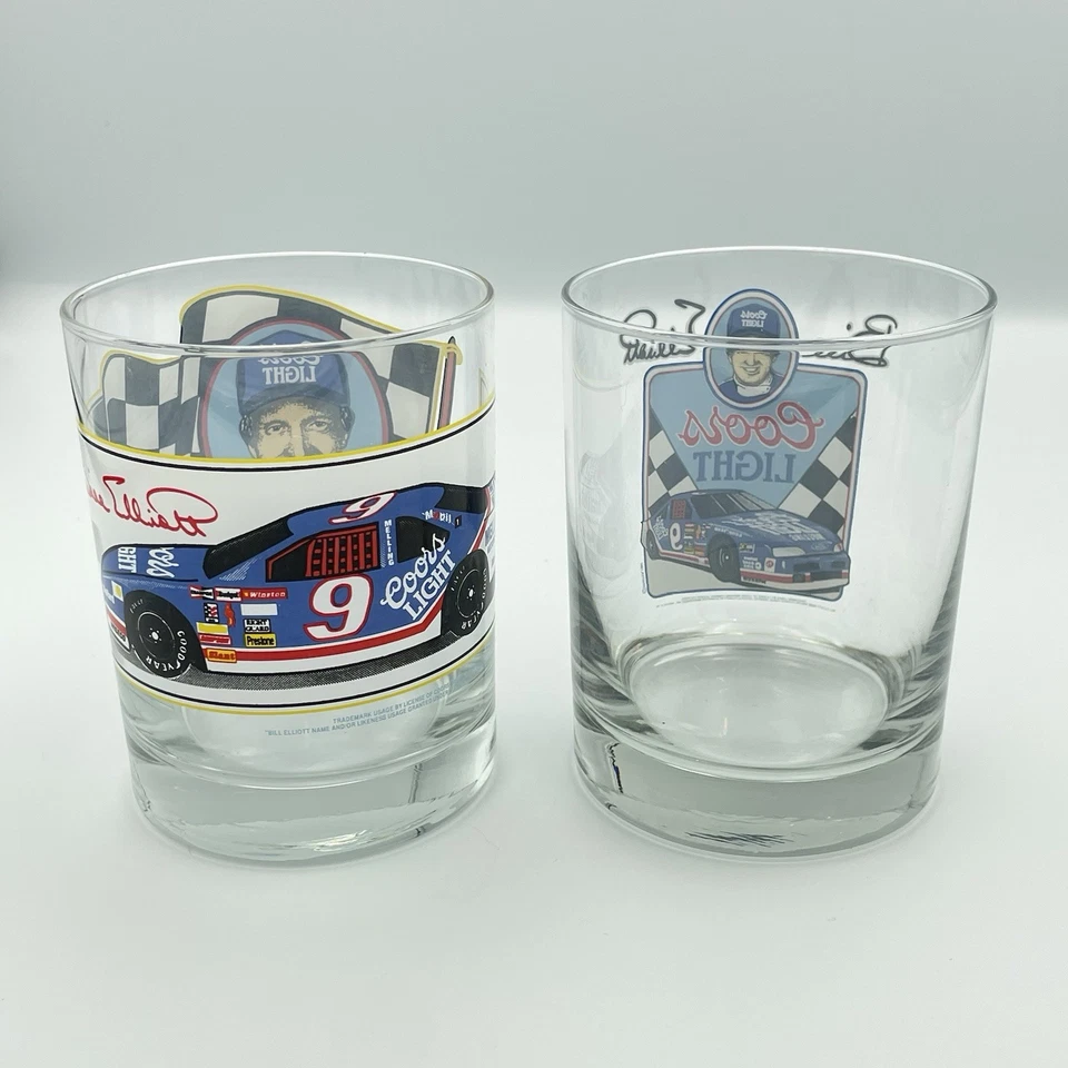 Комплект из 2 винтажных 1991 Bill Elliot NASCAR Coors света охотник питьевые стаканы - Изображение 4 из 4