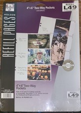 Holson 4"x 6" Two Way Pockets 10 Photo Refill Pages Post or Ring Bound L49 NEW