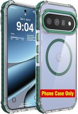 Strong Magnetic Case for Google Pixel 11/11 Pro/10/Pro, Clear  Green Slim Shock