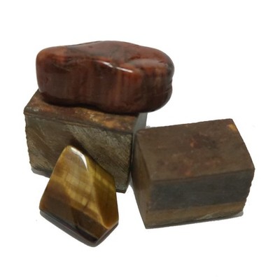 Grounding Set Root Chakra Gems Tigers Eye Petrified Wood Earth Energy Stone Kit