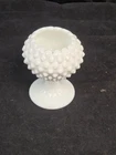 VTG Fenton Ivy Vase Milk Glass Hobnail 4 3/4" Footed #3726