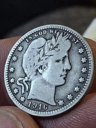 1916-D Barber Silver Quarter