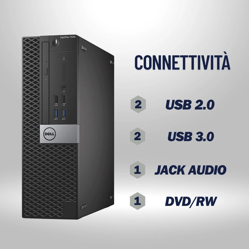 PC DESKTOP DELL 5040 SFF INTEL I7 RAM 16GB SSD 512GB WIN 11 PRO RICONDIZIONATO - Immagine 2 di 4