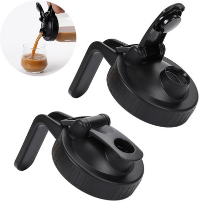 Wide Mouth Mason Jar Pour Spout Lid - 2 Pack Black Airtight Pour Spout Lid with