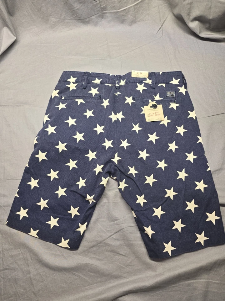 Shorts jeans e suprimentos Ralph Lauren masculino tamanho 29 estrelas chino 4 de julho EUA - Imagem 2 de 4