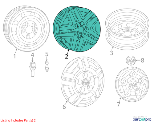2022 DODGE PROMAST25 16X6 Wheel 5 Double Spoke A Condition OEM - Picture 3 of 9