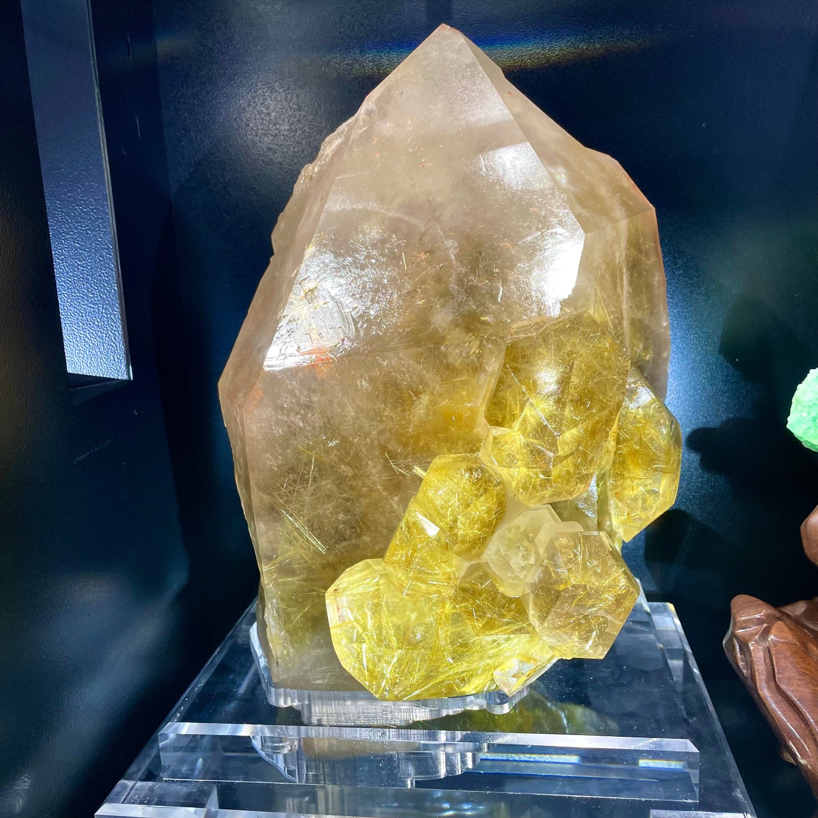 35LB TOP Natural Rutilated crystal quartz mineral specimen reiki Decor+stand