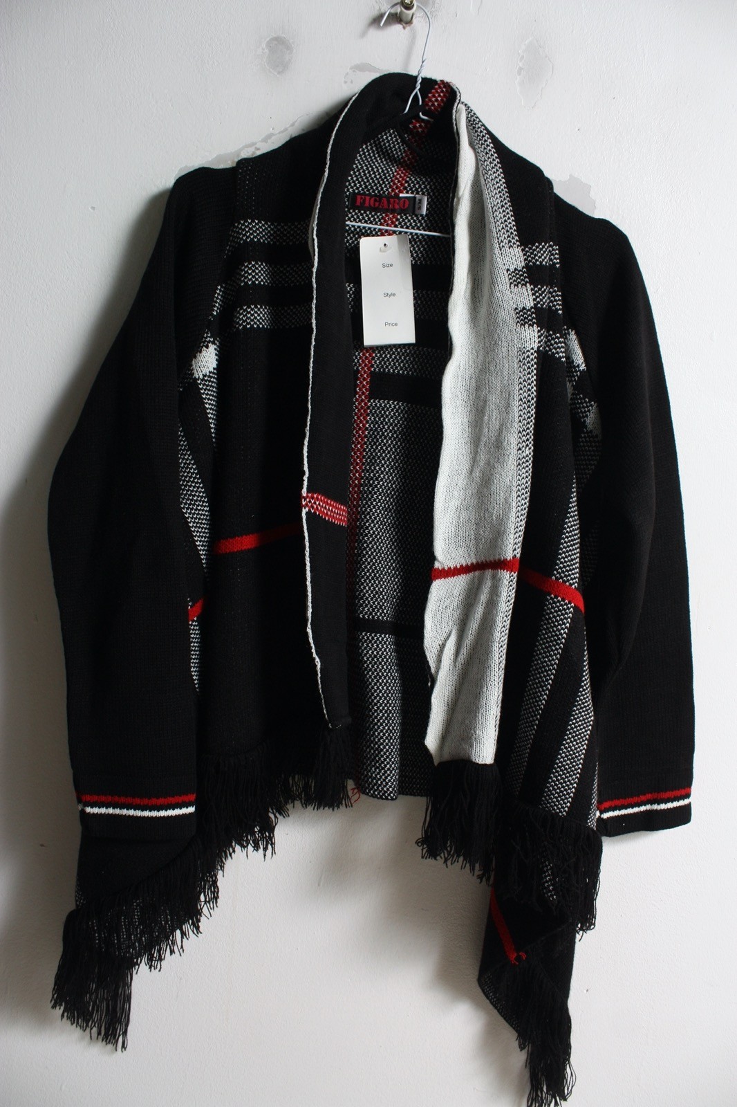 Figaro Womens Chunky Checked Open Cardigan - Black - Size S/M NEW (k75)