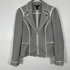 White House Black Market WHBM Front Zip Stretch Peplum Blazer Jacket Size 4