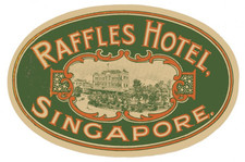 1920s Raffles Hotel Singapore Luggage Label #8A