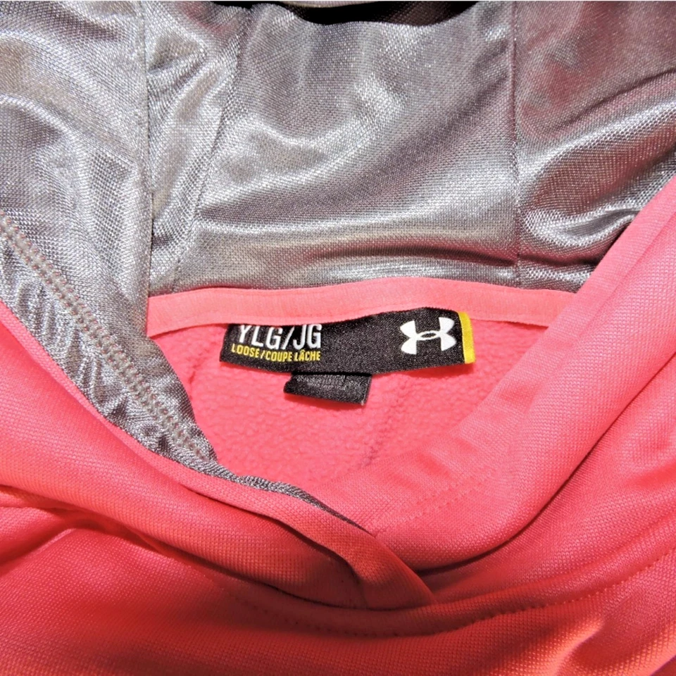 Under Armor Niñas Jóvenes Grande Rosa Tormenta Sudadera con Capucha Resistente al Agua Pullover Foto 2 de 4