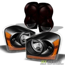 2004-2006 Dodge Durango Black Headlights Red Smoked Tail Lights Lamp Leftright