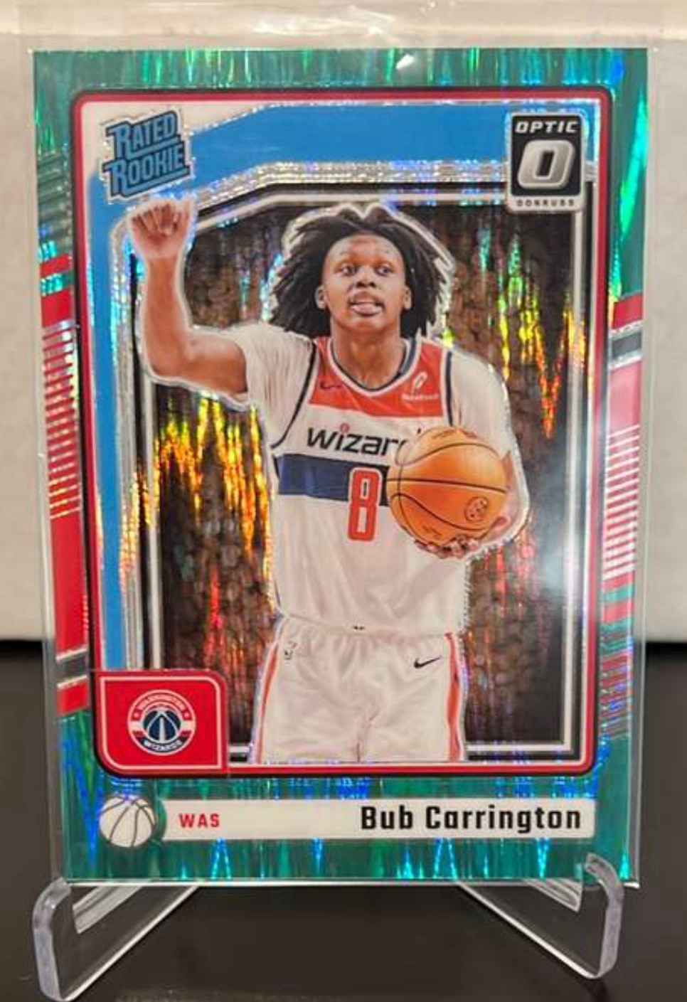 2024-25 Optic - Rated Rookie Bub Carrington #273 Green Shock Prizm /149 Wizards