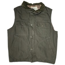 Vintage Eddie Bauer Vest Mens Size L Green Goose Down Canvas Puffer Gorpcore