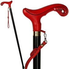 Elegant Wooden Ladies Cane, Hand Carved Red Walking Stick, Stylish Support Cane