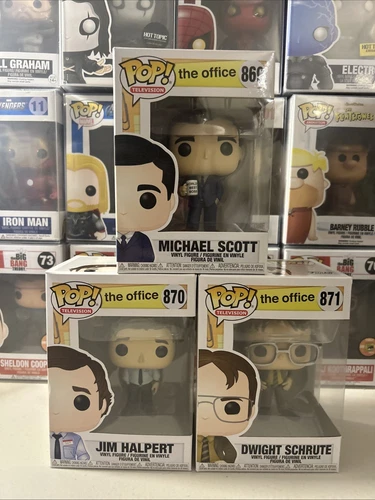 Funko Pop! The Office: #869 Michael, #879 Jim, and #871 Dwight with Protectors