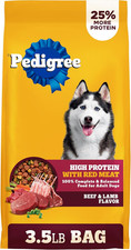 Pedigree Dry Dog Food for Adult Dogs, High Protein, Beef and Lamb Flavor, 3.5 lb