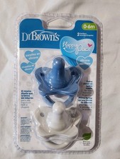 2 Pack Dr. Brown  s HappyPaci Silicone Pacifier Blue White 0-6M Binky