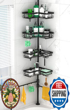 DAOYA Tension Pole Corner Shower Caddy, 4 Baskets  2 Towel Bars, Stainless Stee