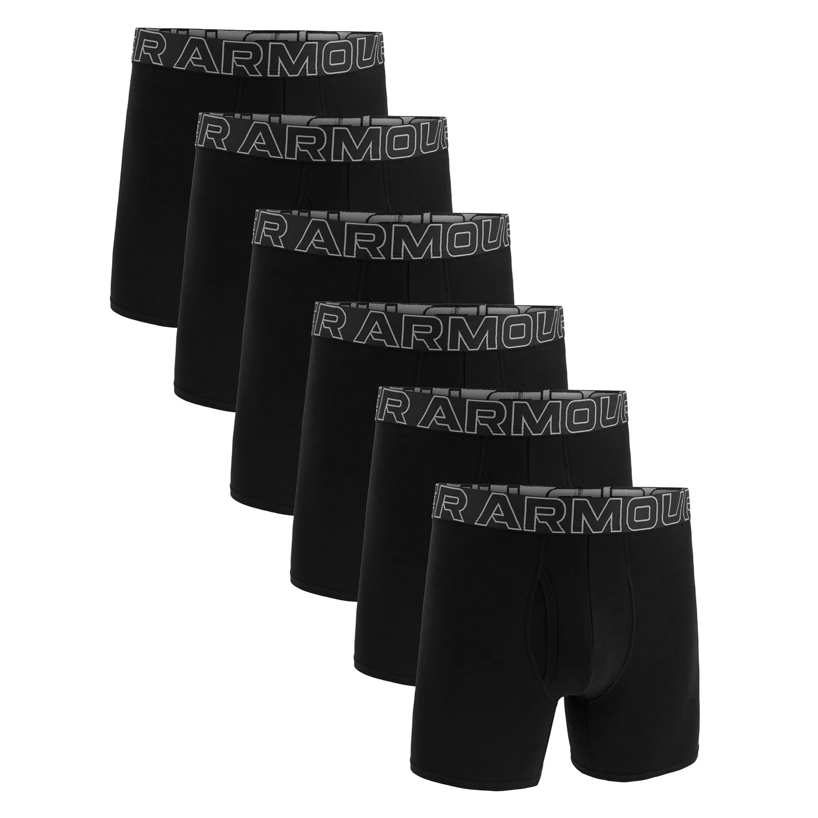 UNDER ARMOUR Men’s Boxer Briefs 6-Pack Performance Cotton, Dark Blue/Grey/Black