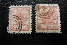 DANEMARK - timbre yvert/tellier n° 13 x2 obl (A111)
