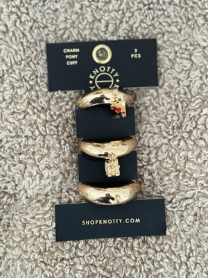 Knotty Pony Cuff Hair Bracelet Set Gold Tone Charms 3PCS Read NWT