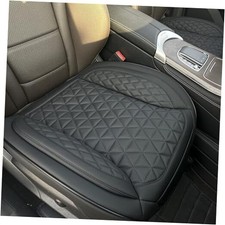 2 Pack Leather Front Car Seat Cover Bottom Only, Anti-Slip Padding Seat Black