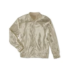 Sequin Gold Bomber Jacket Womens L Gitzy Glam NYE Event Showgirl Serra NEW