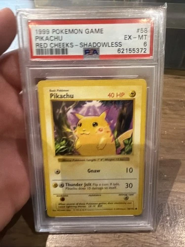 Pikachu (Red Cheeks) 058/102 Base Set (Shadowless) Regular - 1999 #58 PSA 6