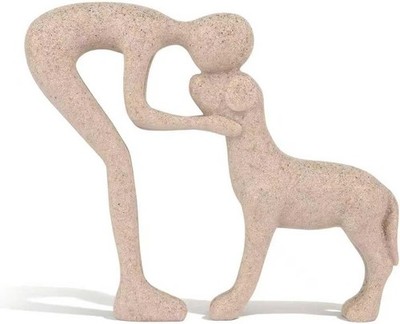 Human and Dog Hugging Sculpture Decor - Forever Loved Pet Memorial Statue Gifts