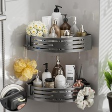 Corner Shower Caddy Suction Cup,Shower Shelves with Hooks,No Drilling Powerful