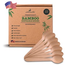 Bamboo Spoons 100 Pack 6 Inch Disposable Wooden Spoons for Appetizers, Dess...