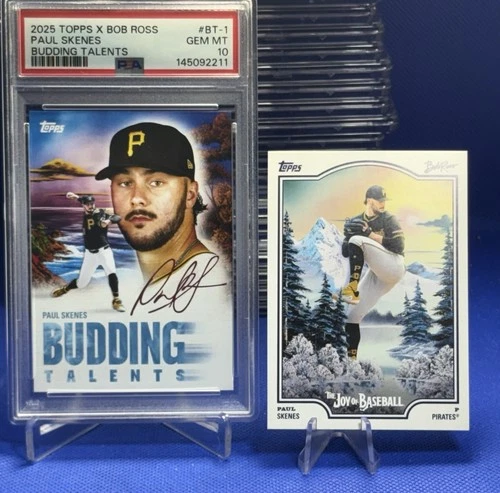2025 Topps X Bob Ross Joy of Baseball Paul Skenes PSA 10  + Base # 9  PIRATES