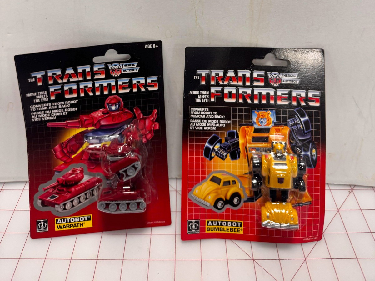 Transformers G1 AUTOBOT MINI-BOT BUMBLEBEE & Warpath Retro New Damaged Packages